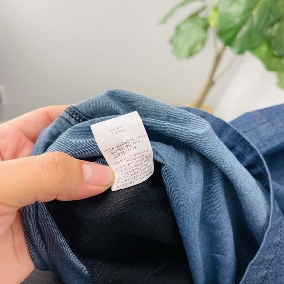 Theory Julissa Shirt Dress Dark Wash Denim Long Sleeves Pckets Belted Size 12 - Picture 7 of 8